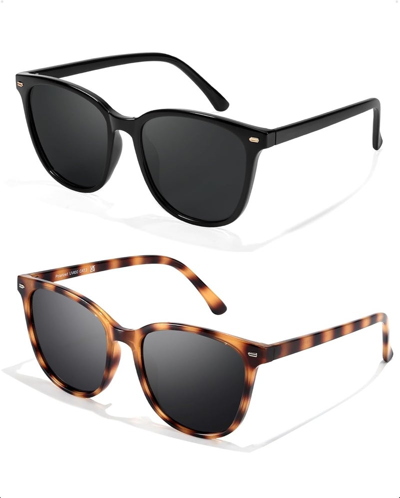 FIMILU 2 Packs Sunglasses for Women Polarized UV400 Protection Lens Big Frame Fashion Glasses Trendy Stylish Shade - Image 1